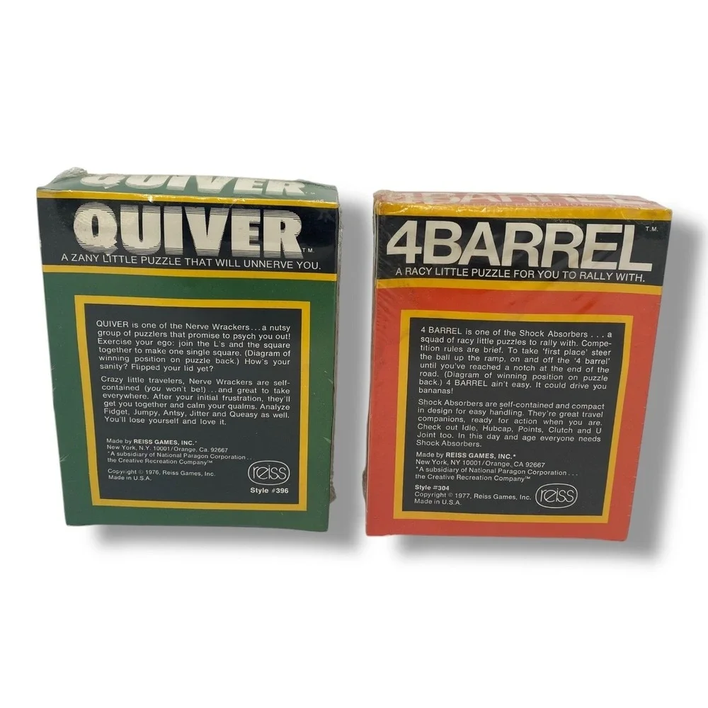 Vintage Quiver (1976) and 4Barrel (1977) Puzzle‎ Games Sealed NOS Paragon Reiss